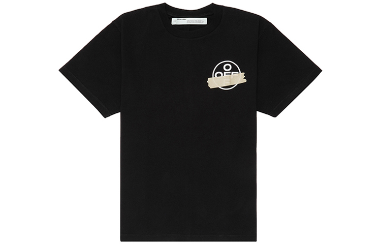 Lookbook OFF-WHITE Baju T-Shirt Hitam Tape Anak Panah Emas Klasik OMAA038G20JER0021048
