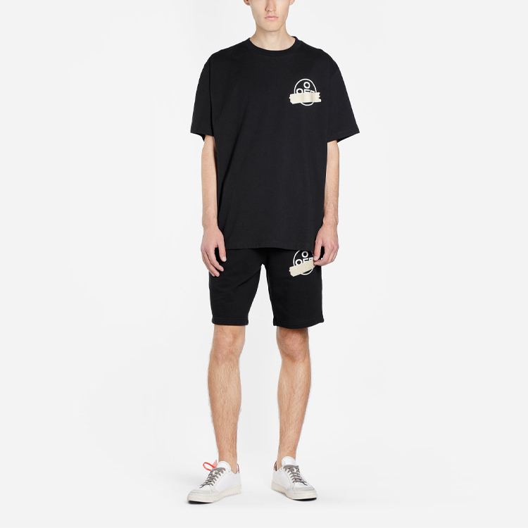 Sizing OFF-WHITE Baju T-Shirt Hitam Tape Anak Panah Emas Klasik OMAA038G20JER0021048