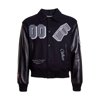 Off-White GOLDEN RATIO' Varsity Jacket Black/Grey
