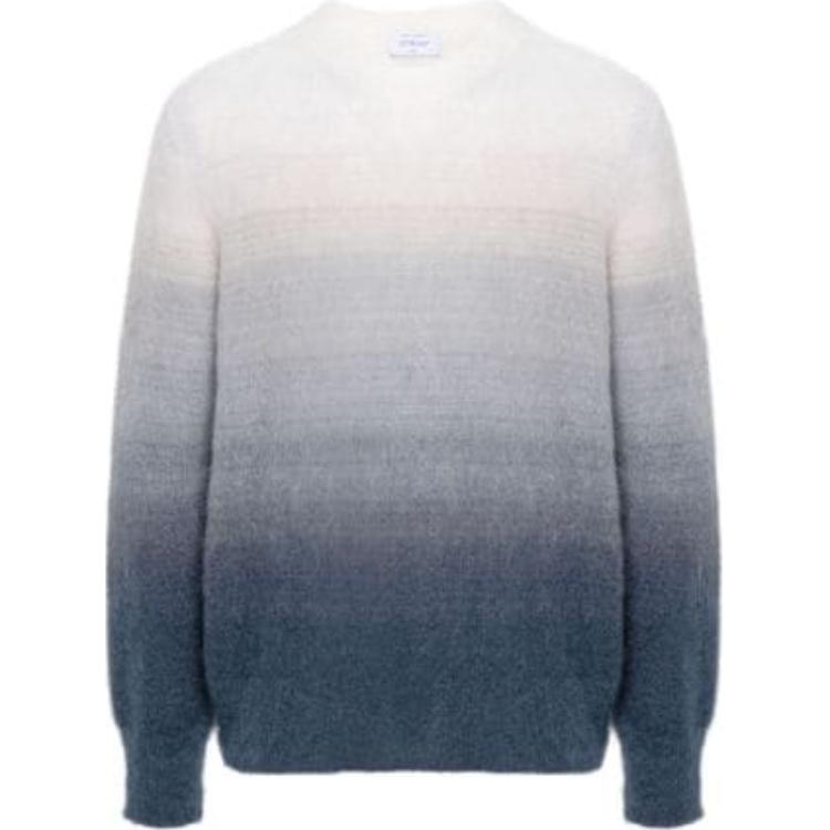 OFF-WHITE Gradient Crewneck Long Sleeve Knit Sweater Grey Mens Regular Fit. OMHE170F24KNI0010610