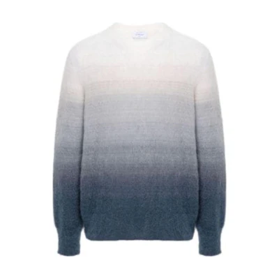OFF-WHITE Gradient Crewneck Long Sleeve Knit Sweater Grey Mens Regular Fit. OMHE170F24KNI0010610