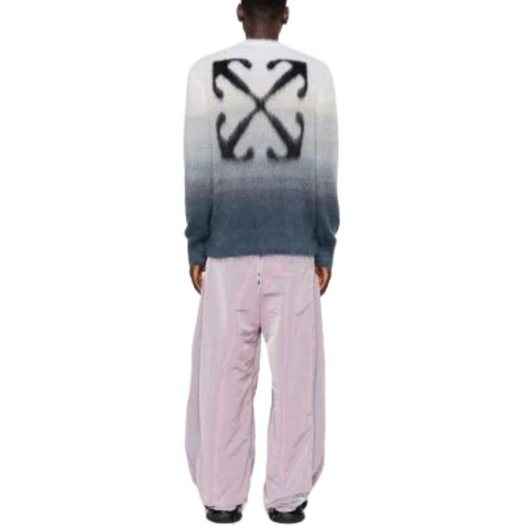 Shop OFF-WHITE Gradient Crewneck Long Sleeve Knit Sweater Kelabu Lelaki Regular Fit. OMHE170F24KNI0010610