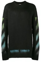 OFF-WHITE Gradient Mohair Letter Print Sweater for Men Blue Green OMHA036F176500041040 OFF-WHITE Gradient Mohair Letter Print Sweater for Men Blue Green OMHA036F176500041040