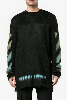 OFF-WHITE Gradient Mohair Baju Sejuk Lelaki Biru Hijau dengan Cetakan Huruf OMHA036F176500041040 Lookbook OFF-WHITE Gradient Mohair Baju Sejuk Lelaki Biru Hijau dengan Cetakan Huruf OMHA036F176500041040