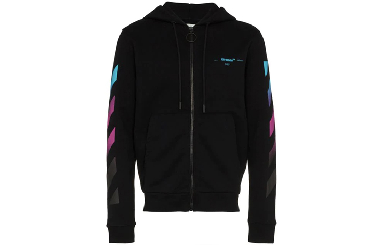 OFF-WHITE Gradient Rainbow Arrows Black Hoodie OMBE001F181920051088
