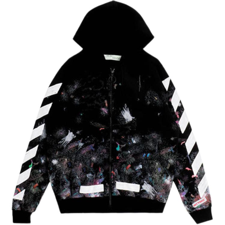 OFF-WHITE Graffiti Arrow Zip Hoodie Black Regular Fit秋款 OMBB003G20JER0019901