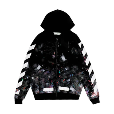 OFF-WHITE Graffiti Arrow Zip Hoodie Black Regular Fit秋款 OMBB003G20JER0019901