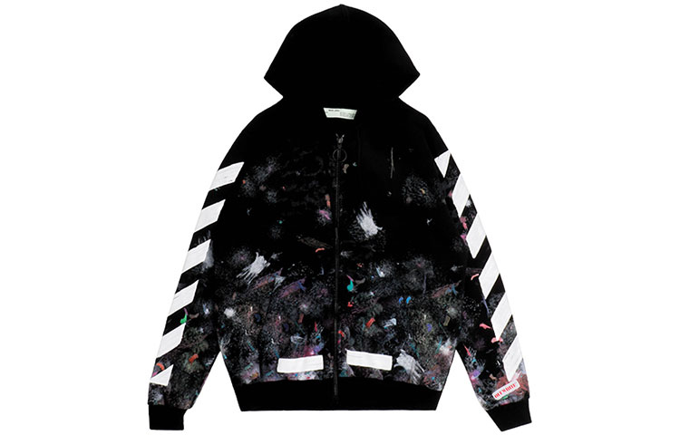 OFF-WHITE Graffiti Arrow Zip Hoodie Black Regular Fit秋款 OMBB003G20JER0019901 圖 3