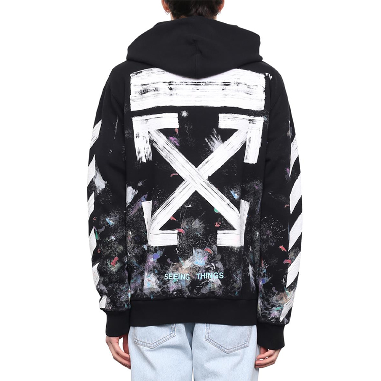 OFF-WHITE Graffiti Arrow Zip Hoodie Black Regular Fit秋款 OMBB003G20JER0019901 圖 5