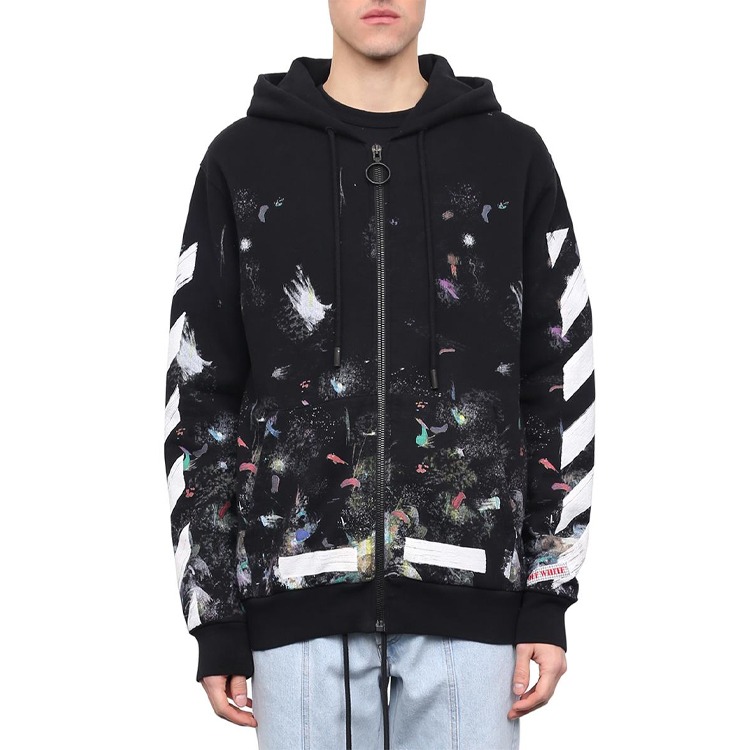 OFF-WHITE Graffiti Arrow Zip Hoodie Black Regular Fit秋款 OMBB003G20JER0019901 圖 6