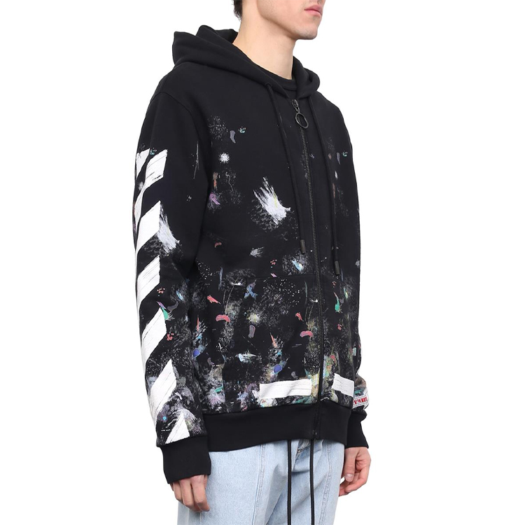 OFF-WHITE Graffiti Arrow Zip Hoodie Black Regular Fit秋款 OMBB003G20JER0019901 圖 7