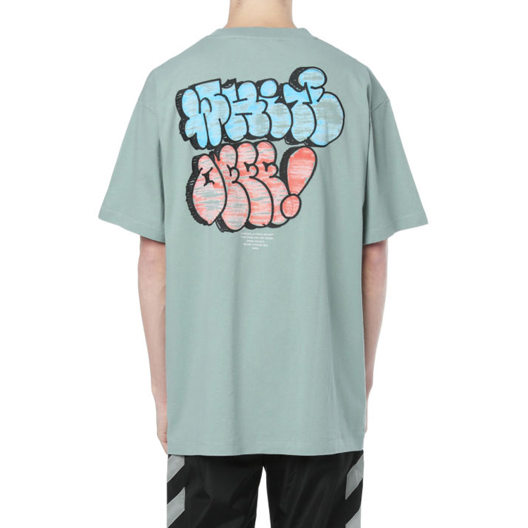 OFF-WHITE Graffiti Logo Oversized Tee SS21 Light Green OMAA038R21JER0075041 圖 4