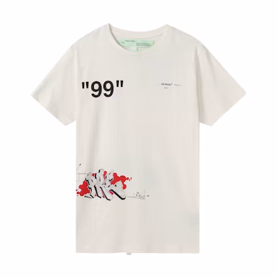 OFF-WHITE Graffiti Print T-shirt White OMAA027R191850060288