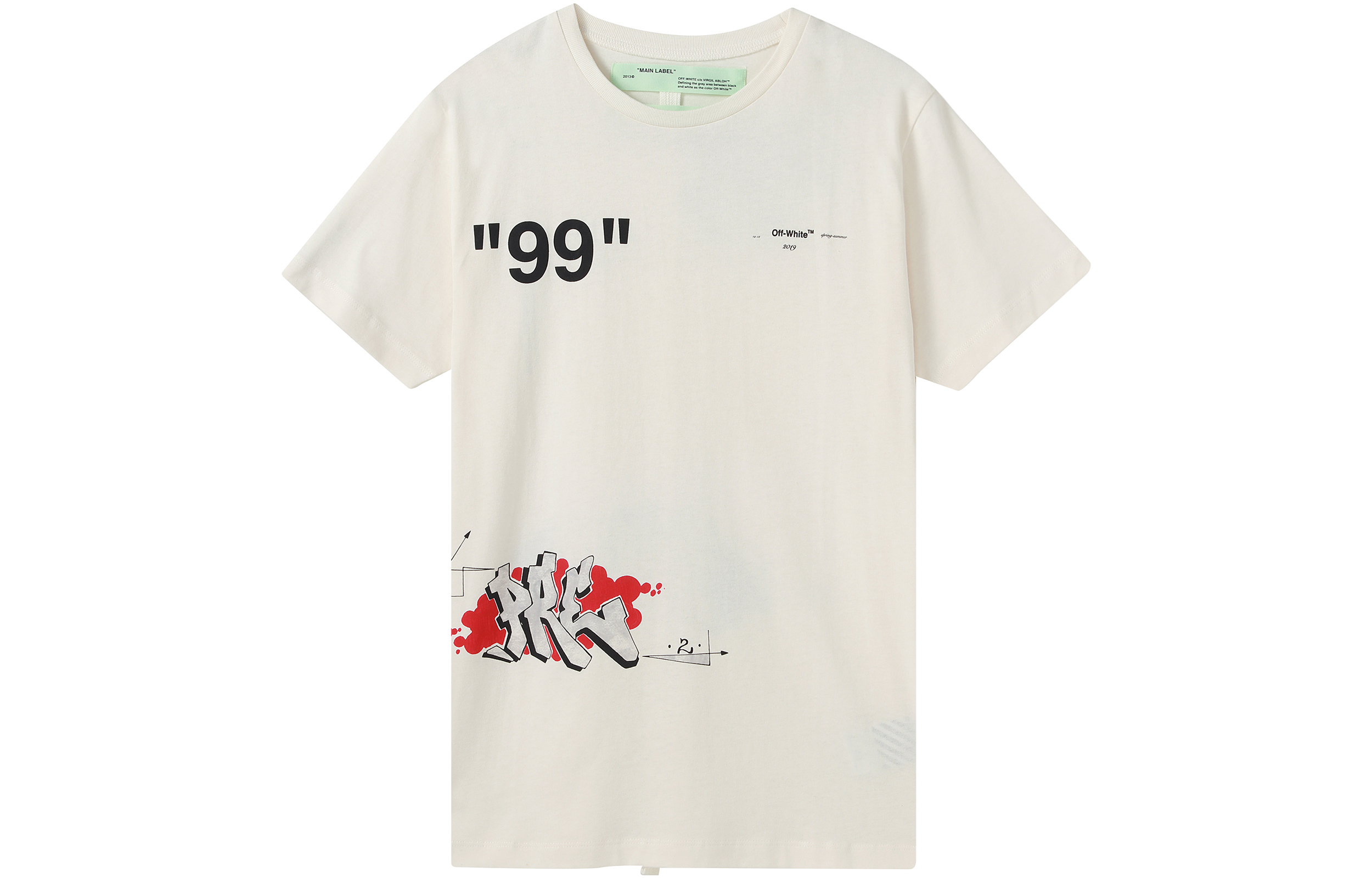 Order OFF-WHITE Baju-T Cetakan Graffiti Putih OMAA027R191850060288