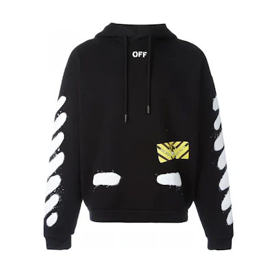 OFF-WHITE Graffiti Stripe Oversized Hoodie Black OMBB009S171920231001