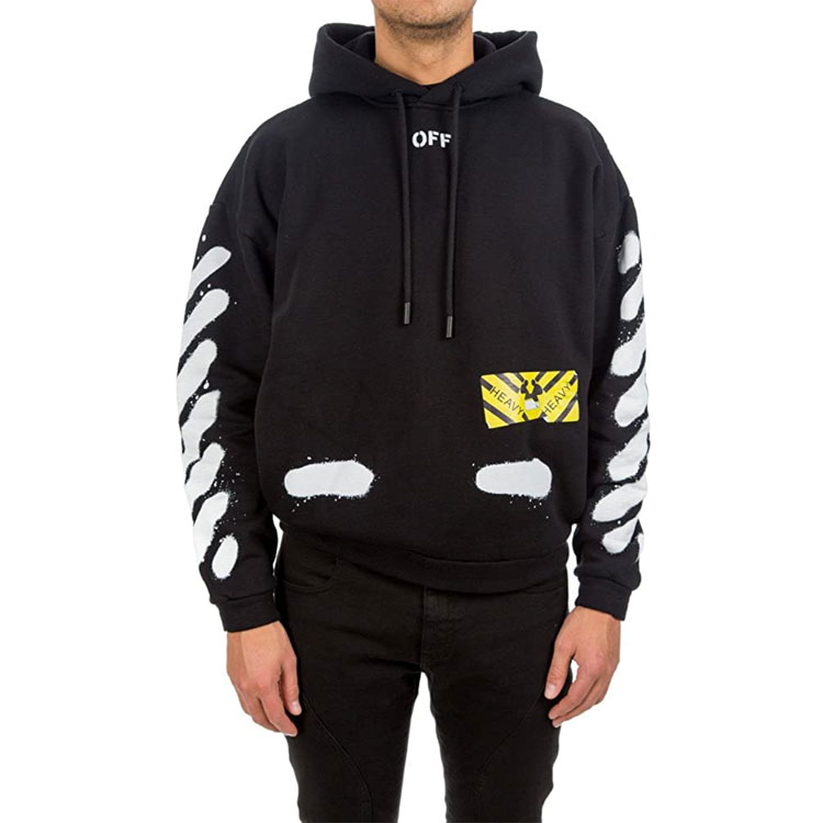 OFF-WHITE Graffiti Stripe Oversized Hoodie Black OMBB009S171920231001 圖 3