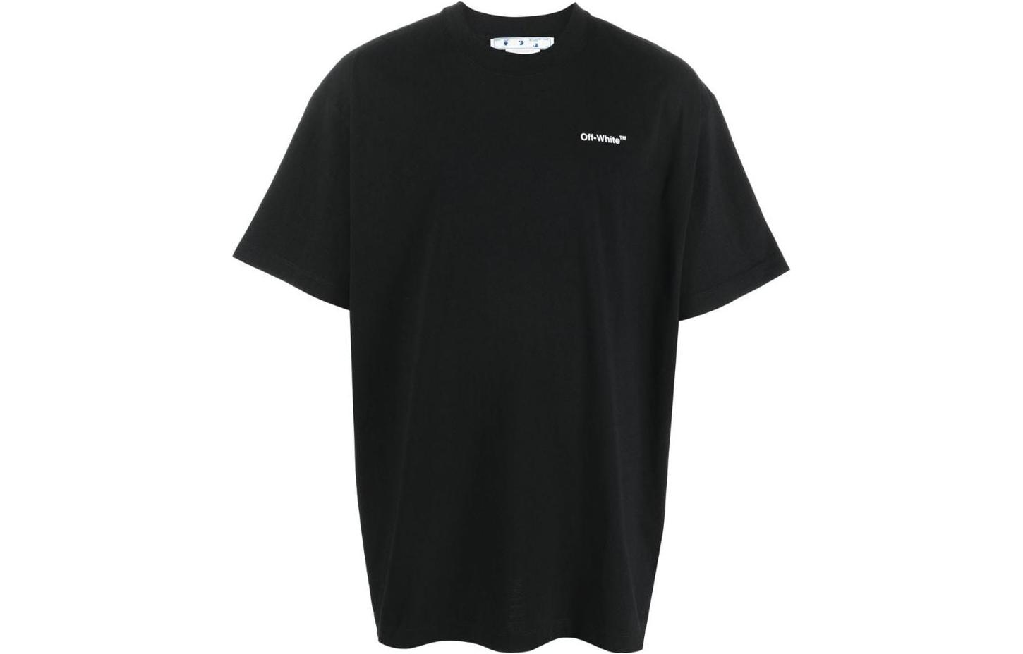 OFF-WHITE Graphic Print Black Crewneck T-Shirt Men OMAA038C99JER0091001