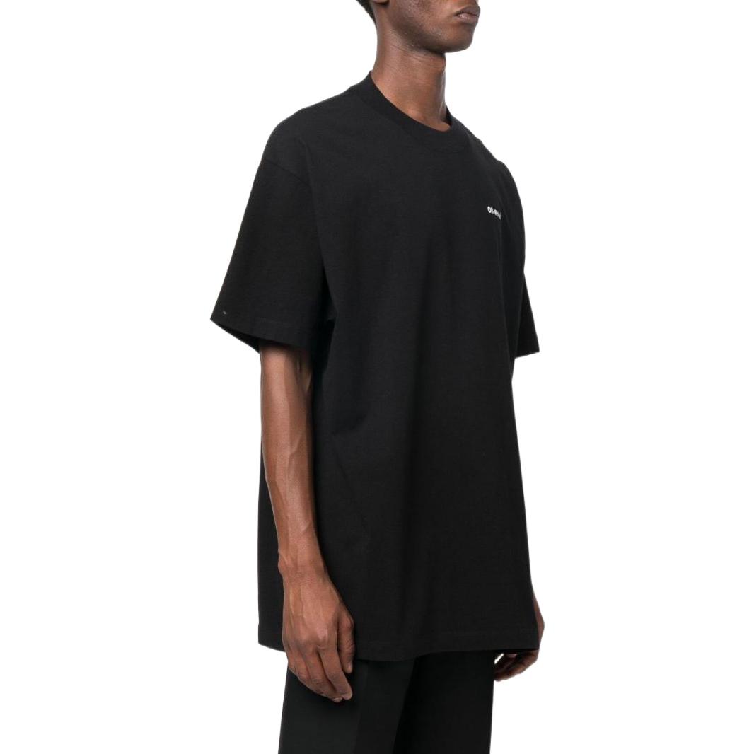 OFF-WHITE Graphic Print Black Crewneck T-Shirt Men OMAA038C99JER0091001 圖 5