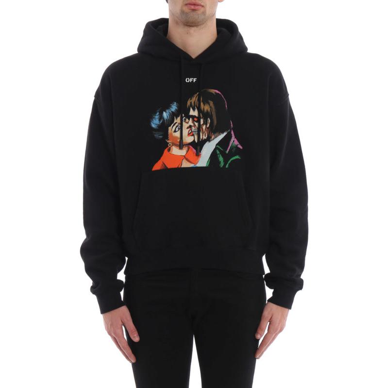 Shop Sudadera Negra Off-White con Estampado Gráfico y Manga Larga. OMBB037R19B970031088