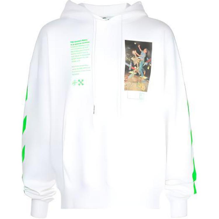 Order OFF-WHITE 白色圖案印花連帽衫 男款 OMBB037R20E300140188