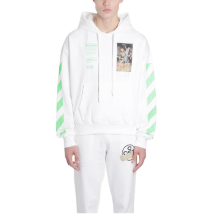 Lookbook OFF-WHITE 白色圖案印花連帽衫 男款 OMBB037R20E300140188