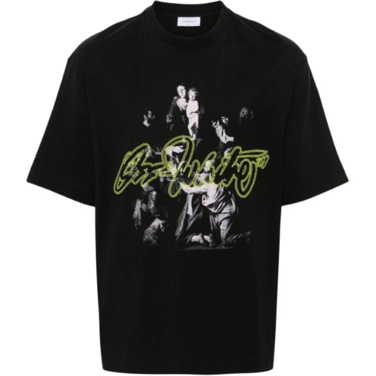 OFF-WHITE Graphic Print Relaxed Fit Black Short Sleeve T-Shirt Men OMAA120F24JER0081084