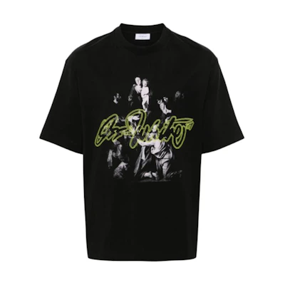 OFF-WHITE Graphic Print Relaxed Fit Black Short Sleeve T-Shirt Men OMAA120F24JER0081084