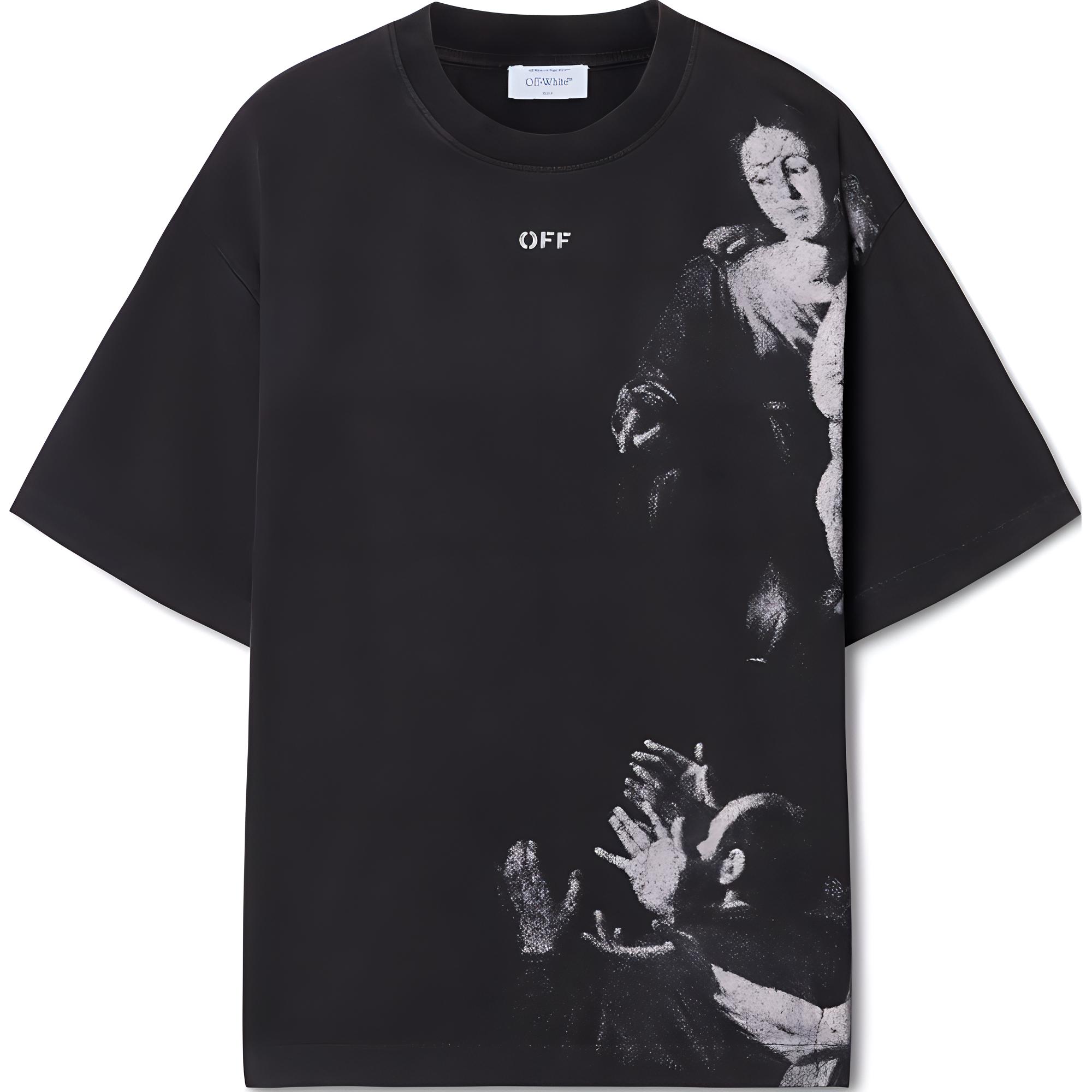 OFF-WHITE Graphic Print Short Sleeve Crewneck T-Shirt Black OMAA120F24JER0091001