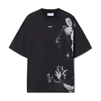 OFF-WHITE Graphic Print Short Sleeve Crewneck T-Shirt Black OMAA120F24JER0091001