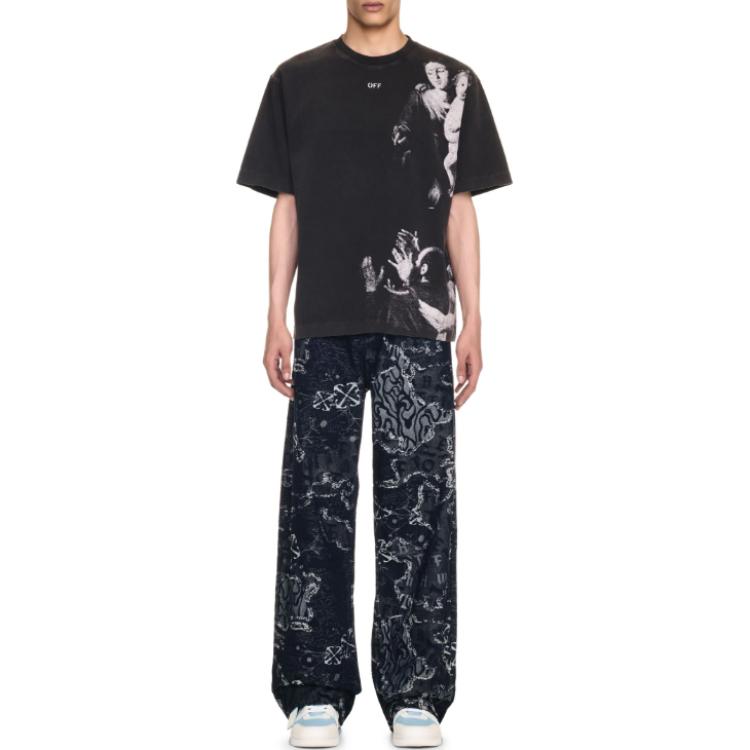 OFF-WHITE Graphic Print Short Sleeve Crewneck T-Shirt Black OMAA120F24JER0091001 圖 3