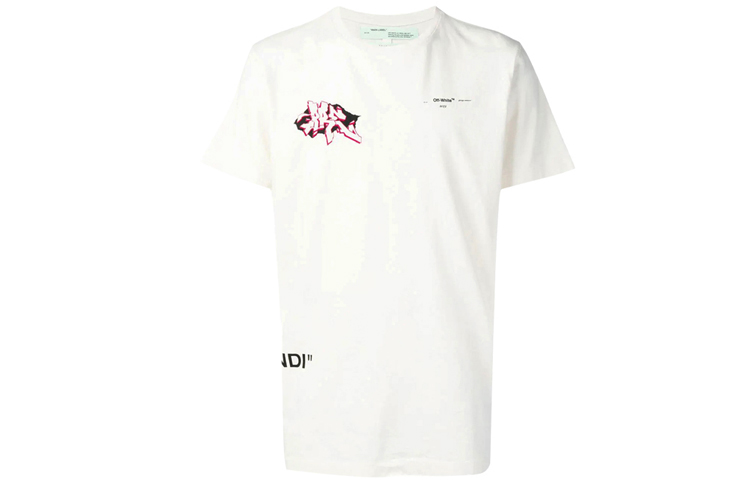 OFF-WHITE Graphic Print Short Sleeve T-Shirt White - OMAA027R191850050288 圖 3