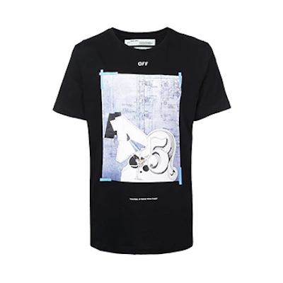 OFF-WHITE Graphic Print Short Sleeve Tee Black OMAA027R191850081088