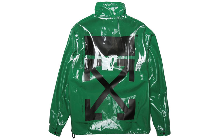 Off-White Green Glossy Half-Zip Pullover Sweatshirt Loose Fit OMEA166R19C040244010