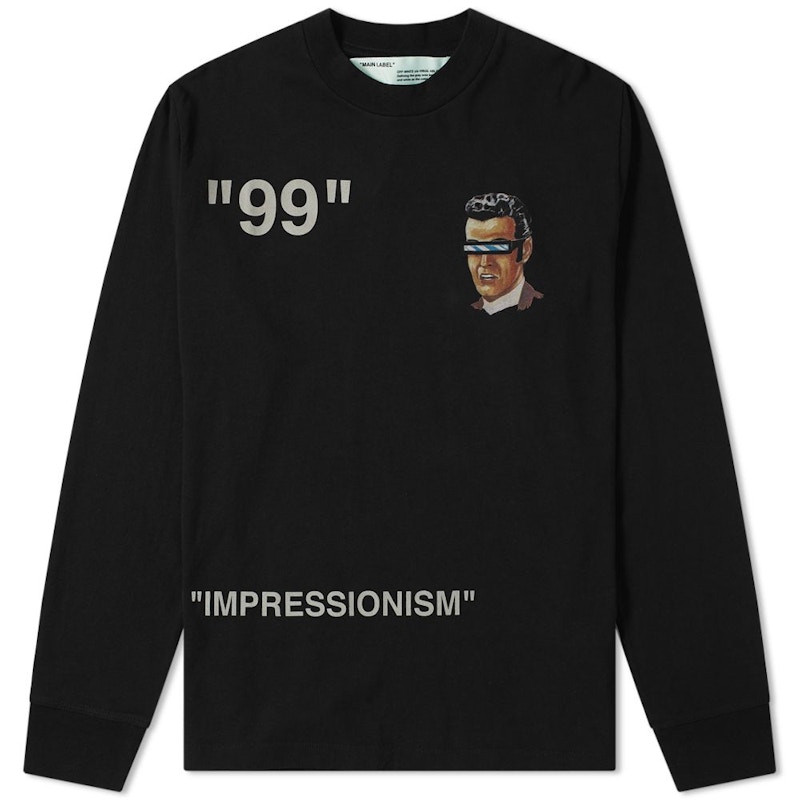 Buy Off-White Kaos Lengan Panjang Motif Pria Hijau Hitam/Multicolor