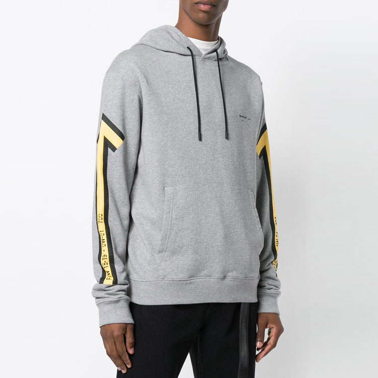 OFF-WHITE Grey Hoodie with Yellow Arrows on Back OMBB034E181920250760 圖 4