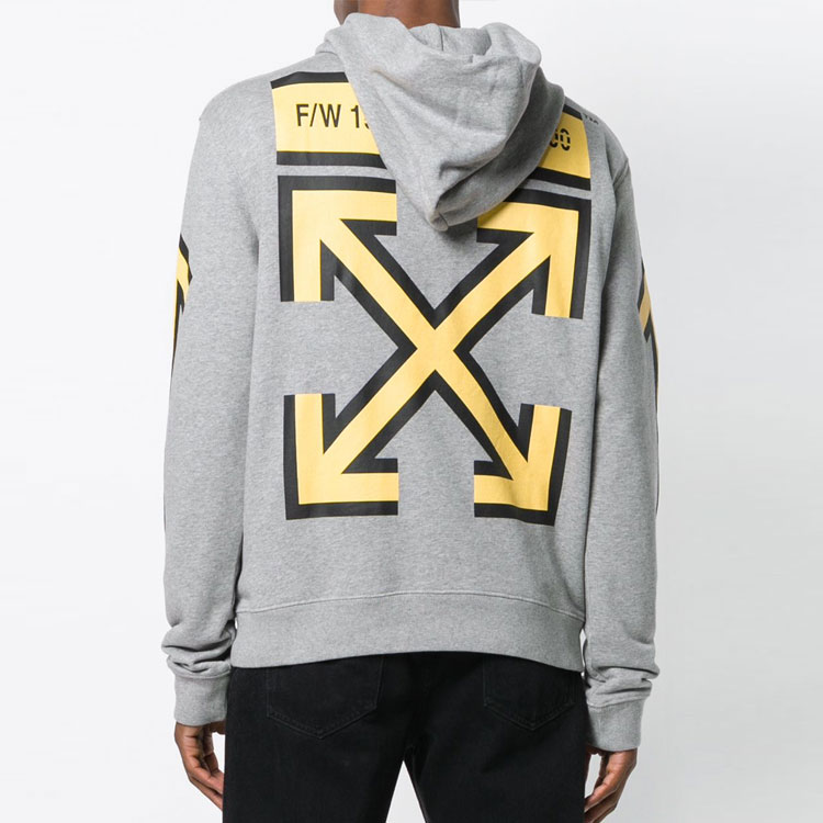 OFF-WHITE Grey Hoodie with Yellow Arrows on Back OMBB034E181920250760 圖 5