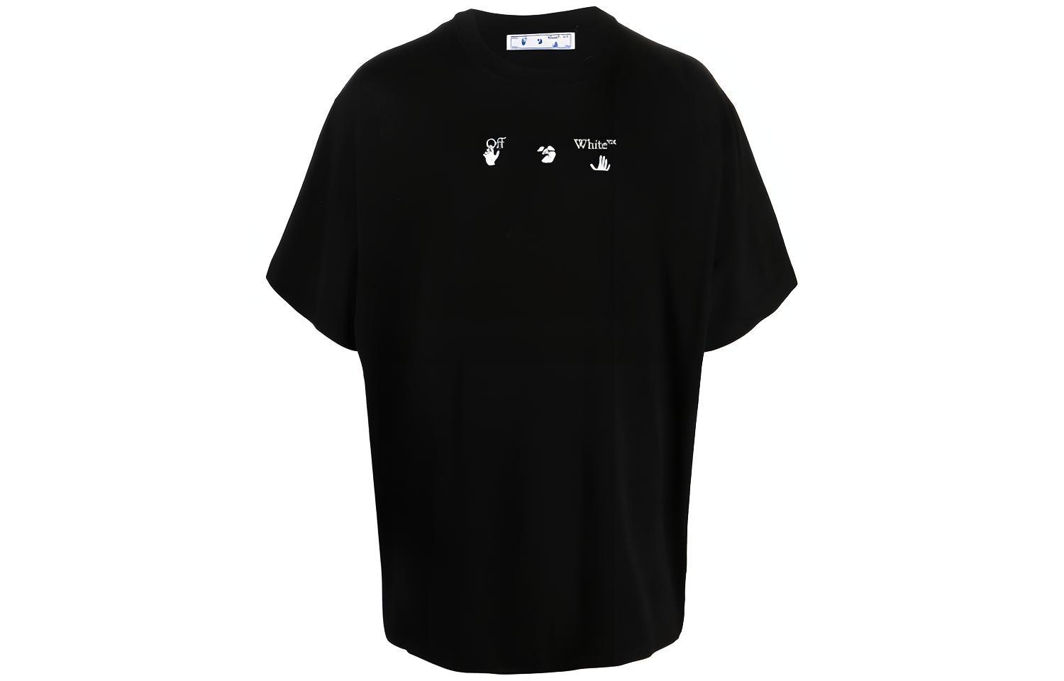 OFF-WHITE Grey Melting Arrows Logo Print Tee Black Mens. OMAA038S21JER0031010