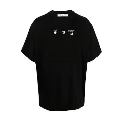 OFF-WHITE Grey Melting Arrows Logo Print Tee Black Mens. OMAA038S21JER0031010