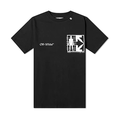 OFF-WHITE Half-Half Logo Print Short Sleeve T-Shirt Black OMAA027S201850101001