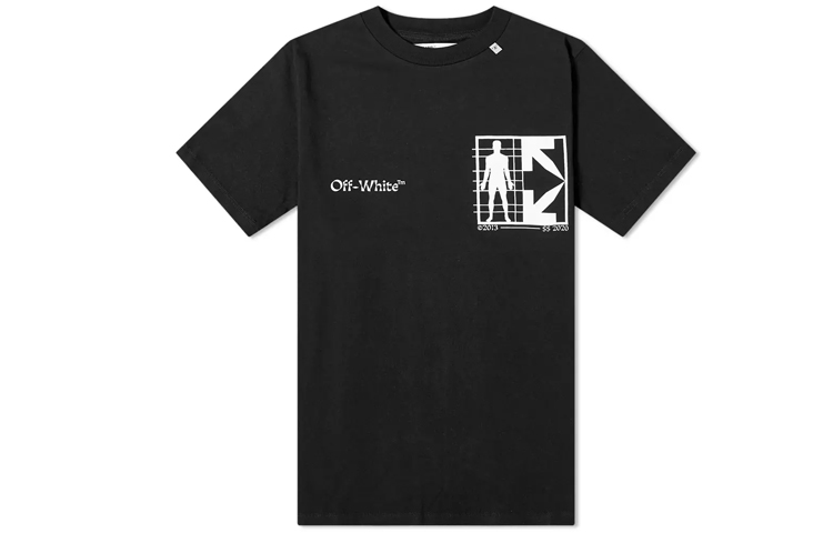 Order OFF-WHITE 半半标志印花短袖T恤 黑色 OMAA027S201850101001