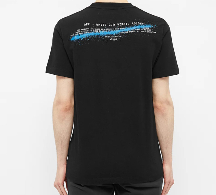 Shop OFF-WHITE 半半标志印花短袖T恤 黑色 OMAA027S201850101001