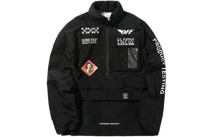 Off-White Half-Zip Pullover Logo Jacket Black Regular Fit OFWJK62O001MBBKA