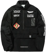 Off-White Half-Zip Pullover Logo Jacket Black Regular Fit OFWJK62O001MBBKA Off-White Half-Zip Pullover Logo Jacket Black Regular Fit OFWJK62O001MBBKA
