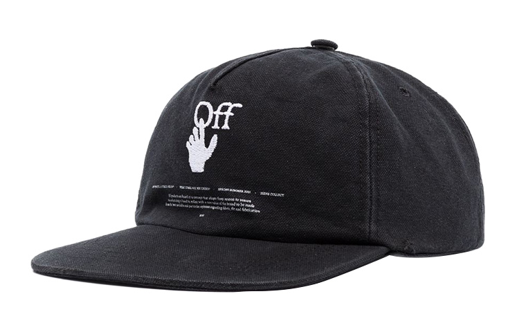 Order OFF-WHITE Logo Topi Baseball Hitam Hands-Off OMLB022R21FAB0031001