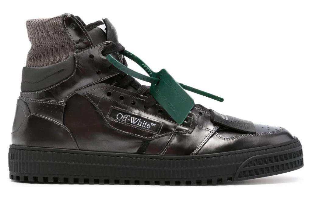 Off-White High-Top Sneakers 'Black Leather' 圖 2
