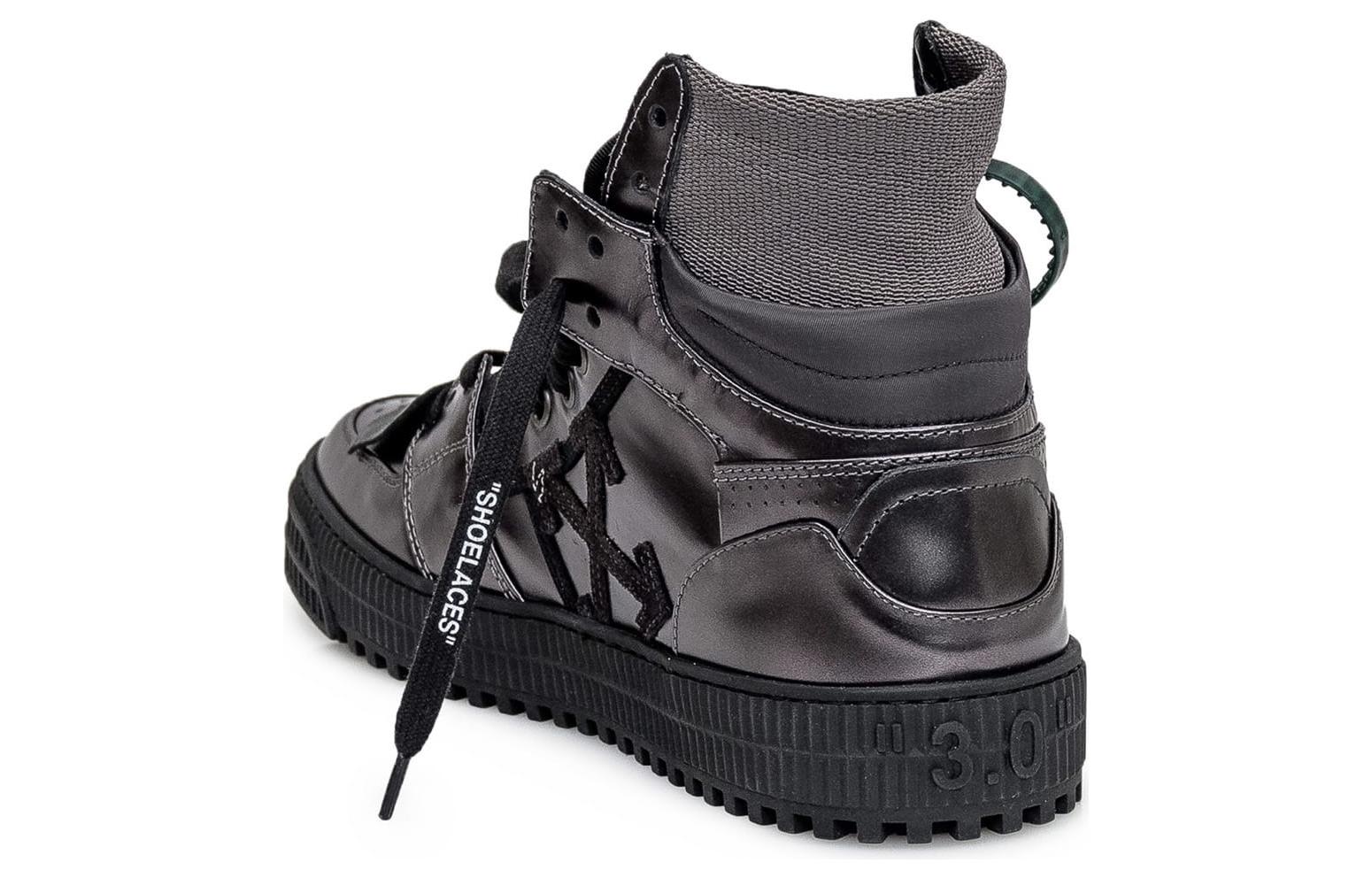 Off-White High-Top Sneakers 'Black Leather' 圖 3