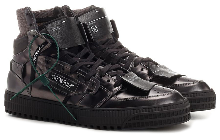 Off-White High-Top Sneakers 'Black Leather' 圖 4