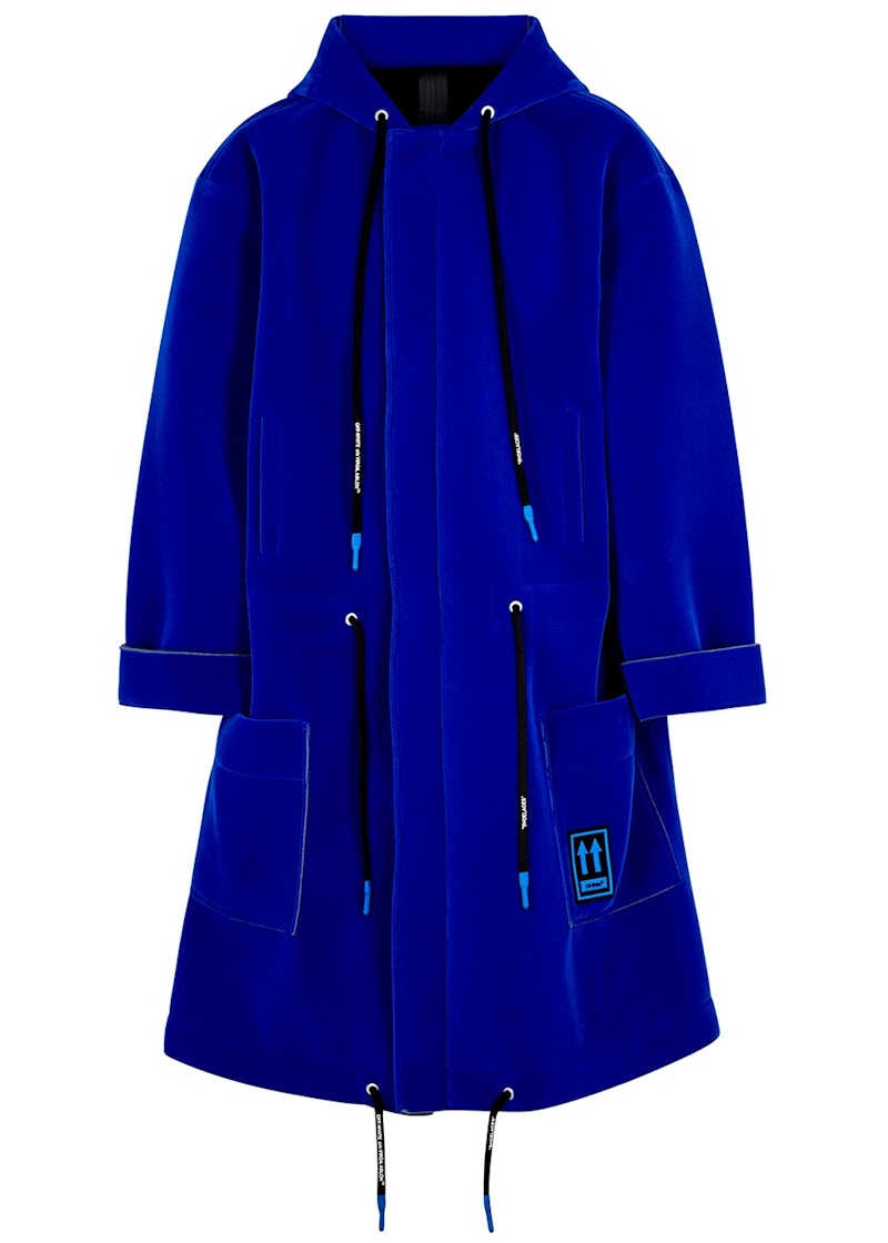 Off-White Hooded Parka Coat Cobalt Blue