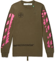 Off-White Impressionism' Diag Stencil L/S Tee Army Green/Pink/Black Off-White Impressionism' Diag Stencil L/S Tee Army Green/Pink/Black