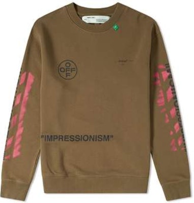 Off-White Impressionism' Diag Stencil Sweatshirt Army Green/Pink/Black Buy Off-White Impressionism' Diag Stencil Sweatshirt Army Green/Pink/Black
